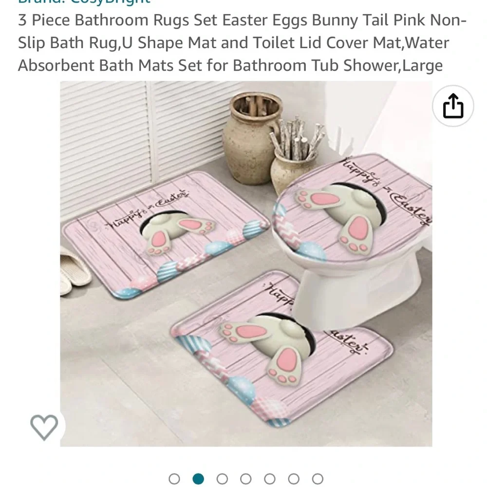 3 Piece Bathroom Rugs Easter Bunny Spring Set